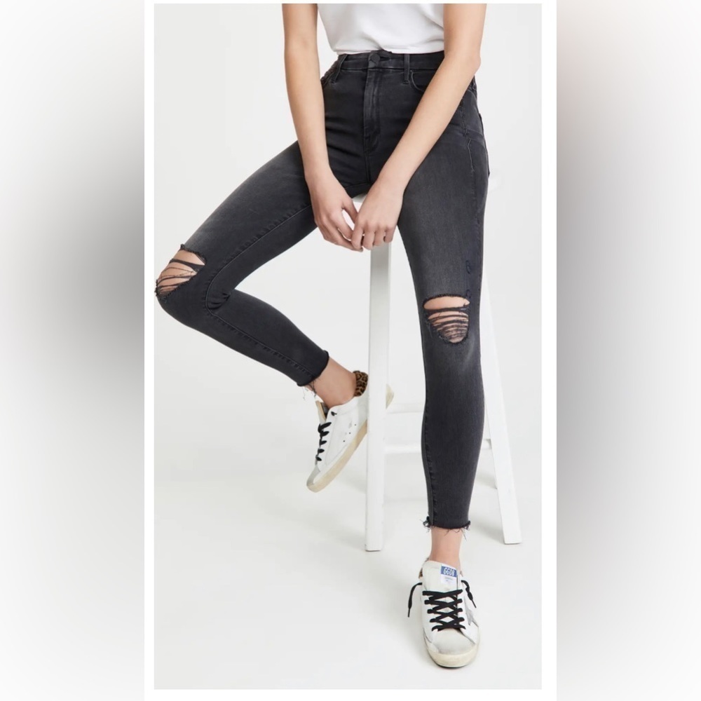 MOTHER Size 27 The Looker Ankle Fray - Faded Black